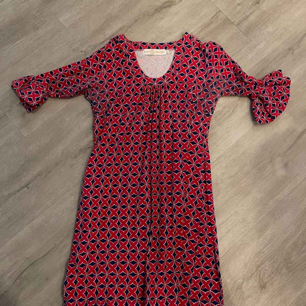 Tracy Negoshian Floral Bell Sleeve Dress L